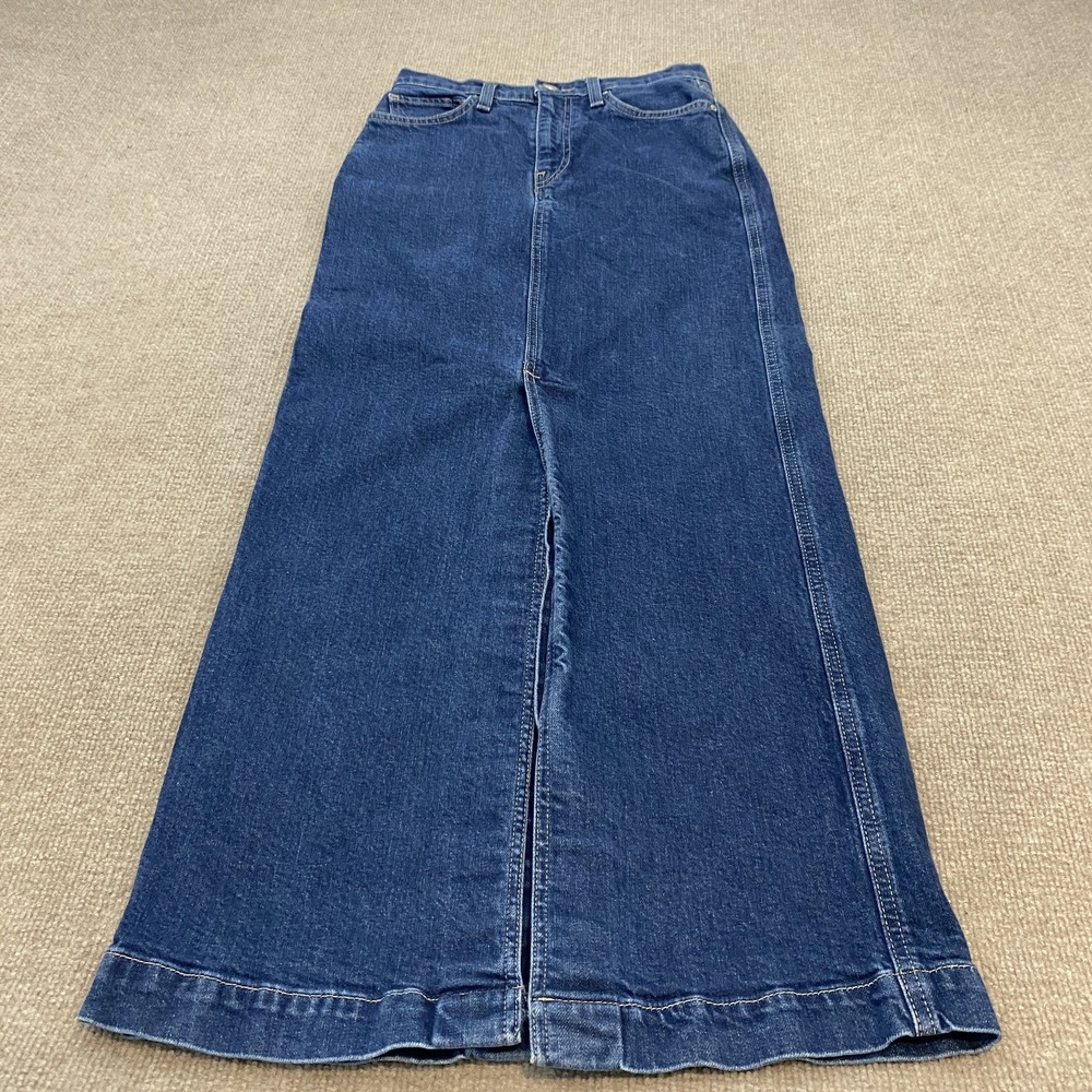 Hudson Denim Skirt Womens 26 Blue Reconstructed Long Front Slit Boho Western EV1